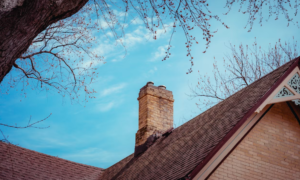 Brick chimney in a traditional house